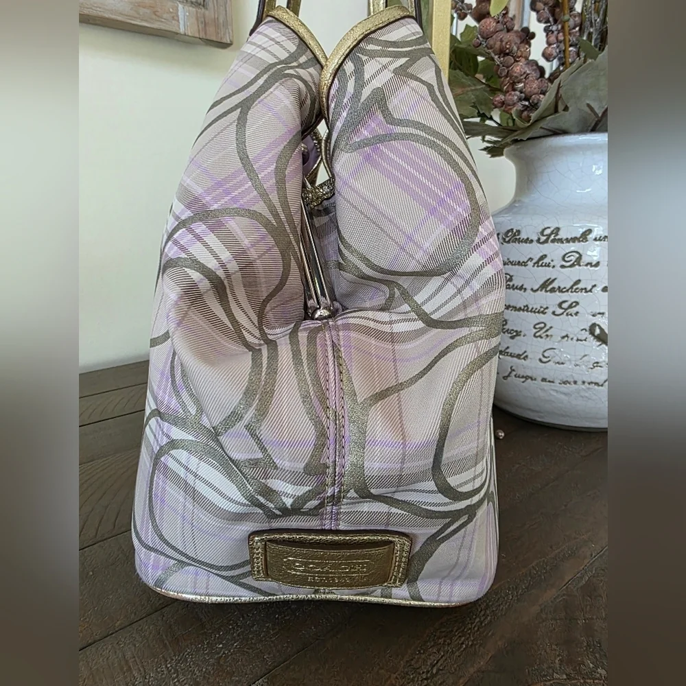 Coach Striped Tartan Plaid Carryall Shoulder Bag